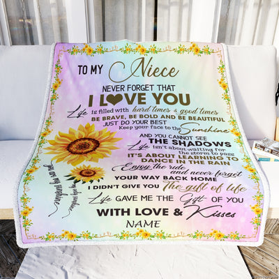 Personalized To My Niece Blanket From Uncle Aunt Sunflower Never Forget That I Love You Niece Birthday Christmas Customized Bed Quilt Fleece Throw Blanket Blanket | Teecentury.com