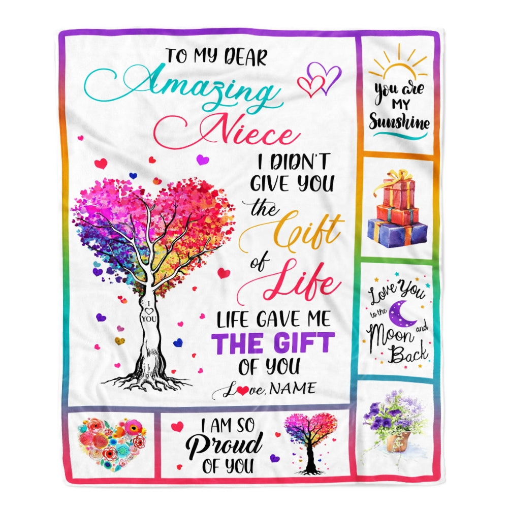 Personalized To My Niece Blanket From Uncle Aunt Tree Colorful Life Gave Me The Gift Of You Niece Birthday Christmas Customized Bed Quilt Fleece Throw Blanket Blanket | Teecentury.com