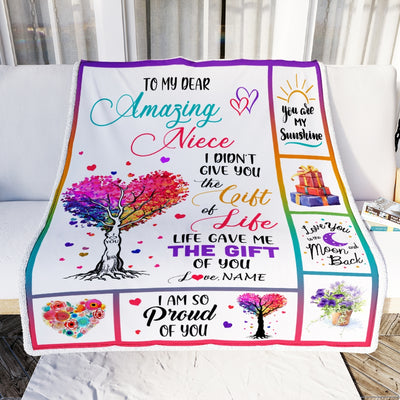 Personalized To My Niece Blanket From Uncle Aunt Tree Colorful Life Gave Me The Gift Of You Niece Birthday Christmas Customized Bed Quilt Fleece Throw Blanket Blanket | Teecentury.com
