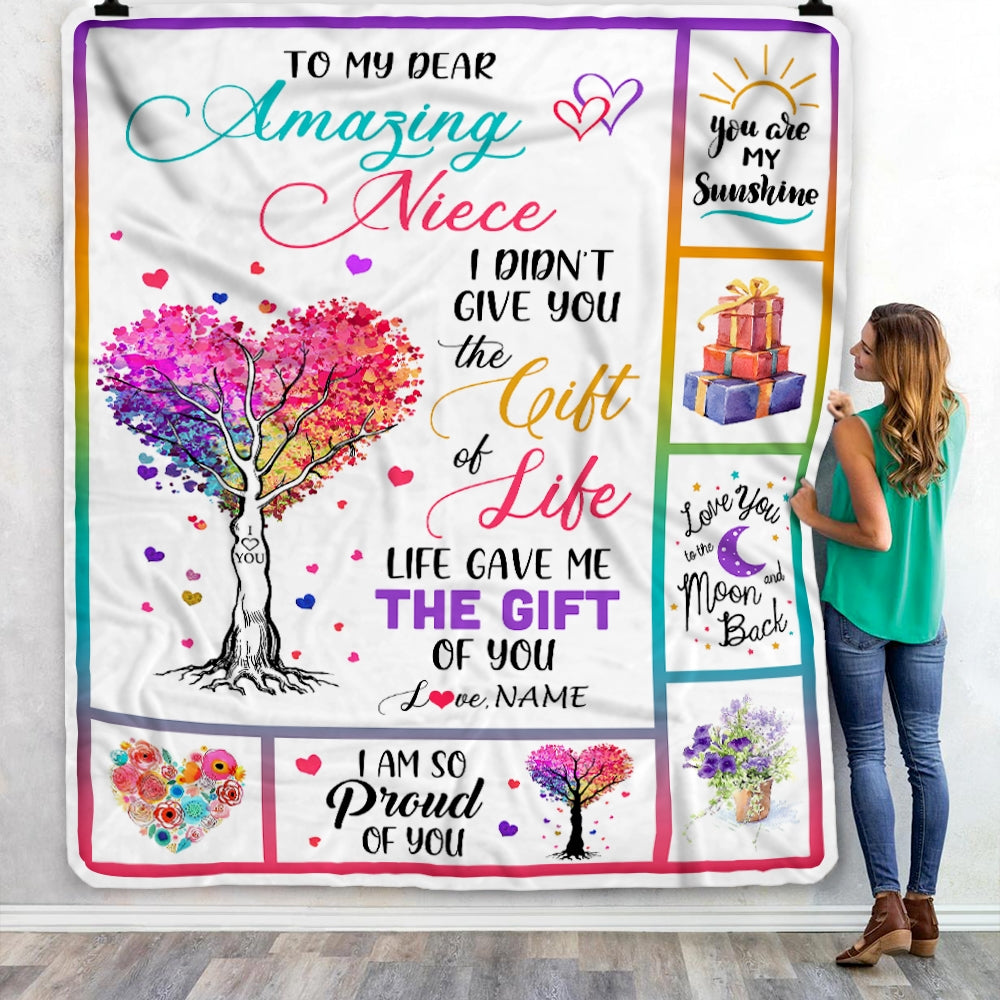 Personalized To My Niece Blanket From Uncle Aunt Tree Colorful Life Gave Me The Gift Of You Niece Birthday Christmas Customized Bed Quilt Fleece Throw Blanket Blanket | Teecentury.com