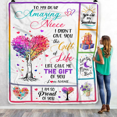 Personalized To My Niece Blanket From Uncle Aunt Tree Colorful Life Gave Me The Gift Of You Niece Birthday Christmas Customized Bed Quilt Fleece Throw Blanket Blanket | Teecentury.com