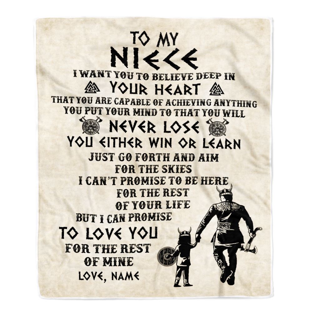 Personalized To My Niece Blanket From Uncle You Will Never Lose Viking Niece Birthday Graduation Christmas Customized Fleece Throw Blanket | teecentury