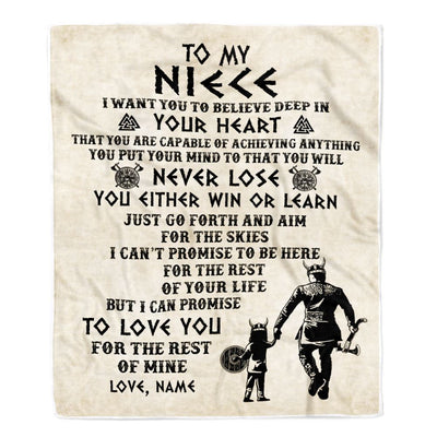 Personalized To My Niece Blanket From Uncle You Will Never Lose Viking Niece Birthday Graduation Christmas Customized Fleece Throw Blanket | teecentury