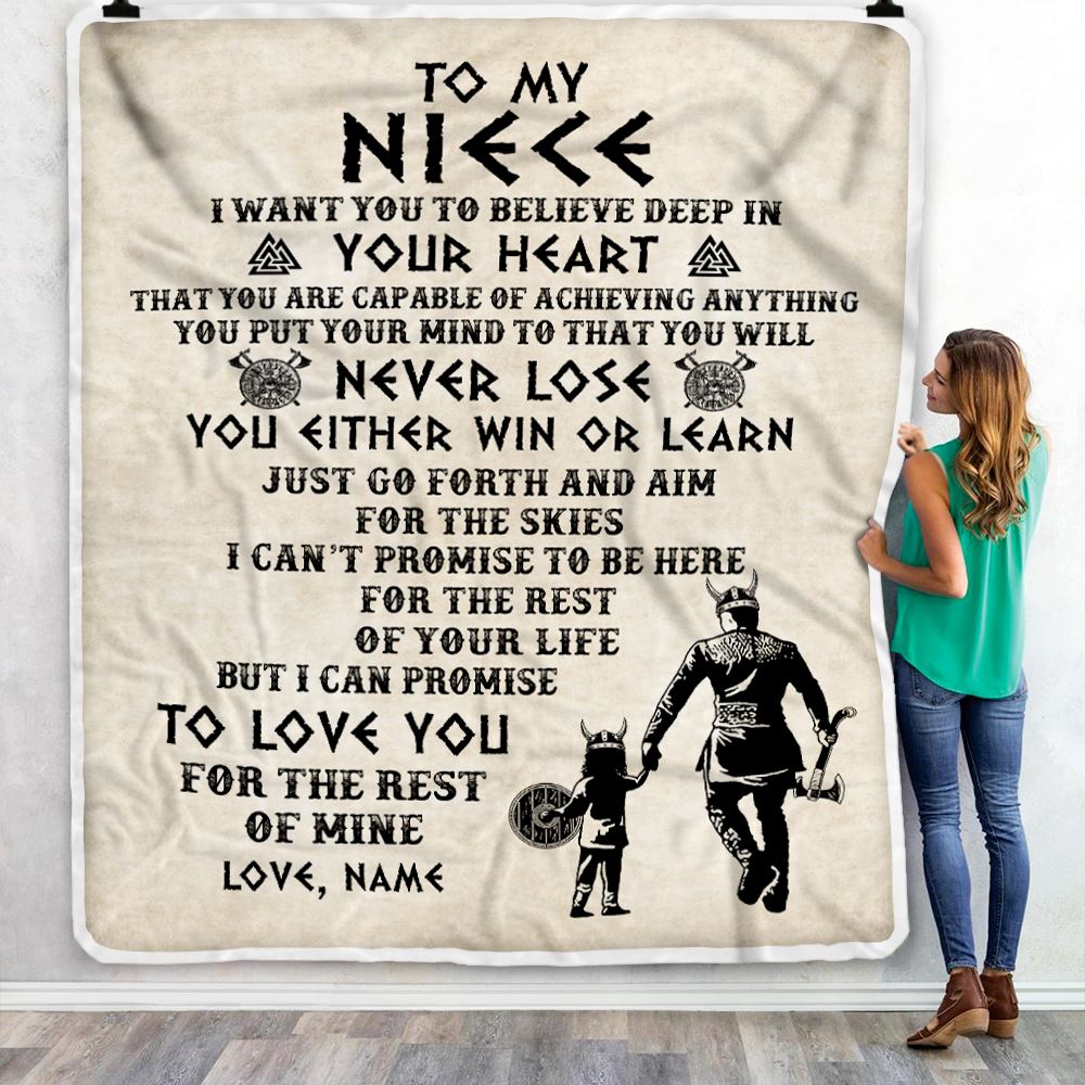 Personalized To My Niece Blanket From Uncle You Will Never Lose Viking Niece Birthday Graduation Christmas Customized Fleece Throw Blanket | teecentury