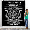 Personalized To My Niece Blanket Viking Never Feel You Are Alone Odin Scandinavian Norse Runes Niece Birthday Christmas Customized Bed Fleece Throw Blanket | teecentury