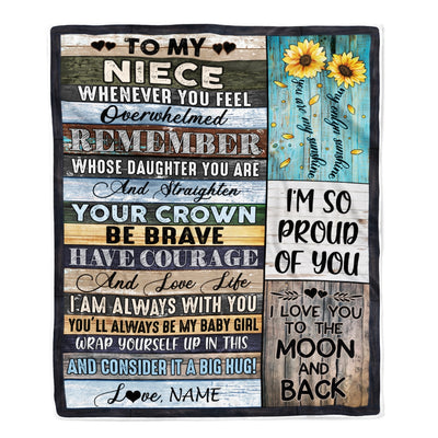 Personalized To My Niece Blanket from Aunt Auntie Uncle Wood Whenever You Feel Overwhelmed Remember Whose Niece Birthday Christmas Fleece Blanket Blanket | Teecentury.com