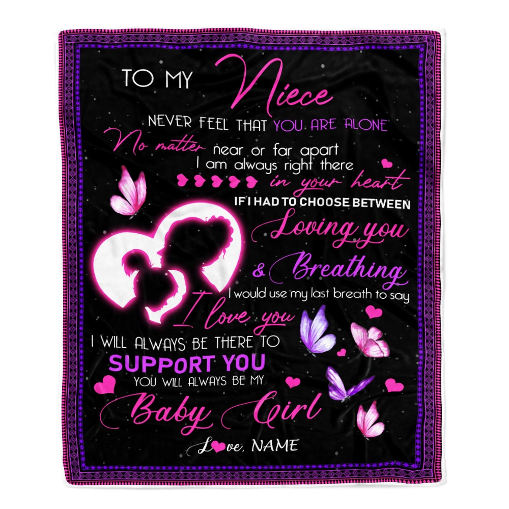 Personalized To My Niece Blanket from Aunt Auntie You Will Always Be My Baby Girl Butterfly Niece Birthday Christmas Customized Fleece Blanket Blanket | Teecentury.com