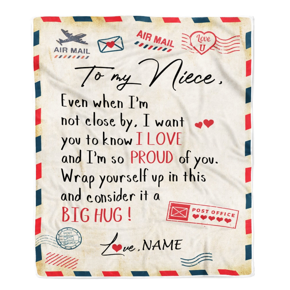 Personalized To My Niece Blanket from Aunt Uncle Proud Of You Air Mail Letter Niece Birthday Christmas Gift Customized Bed Quilt Fleece Throw Blanket Blanket | Teecentury.com