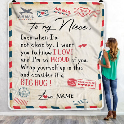 Personalized To My Niece Blanket from Aunt Uncle Proud Of You Air Mail Letter Niece Birthday Christmas Gift Customized Bed Quilt Fleece Throw Blanket Blanket | Teecentury.com