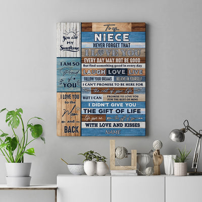 Personalized To My Niece Canvas From Aunt Auntie Uncle I Love You Wood Niece Birthday Christmas Thanksgiving Graduation Custom Wall Art Print Home Decor Framed Canvas | teecentury