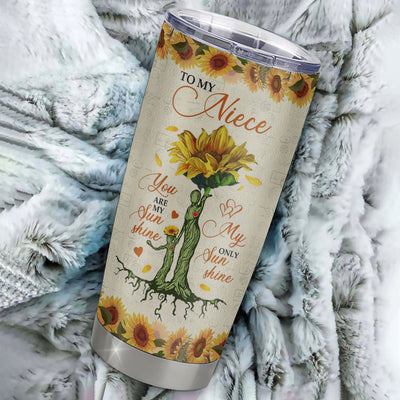 Personalized To My Niece From Aunt Auntie Stainless Steel Tumbler Cup Never Forget That You Are My Sunshine Sunflower Niece Birthday Christmas Travel Mug | teecentury