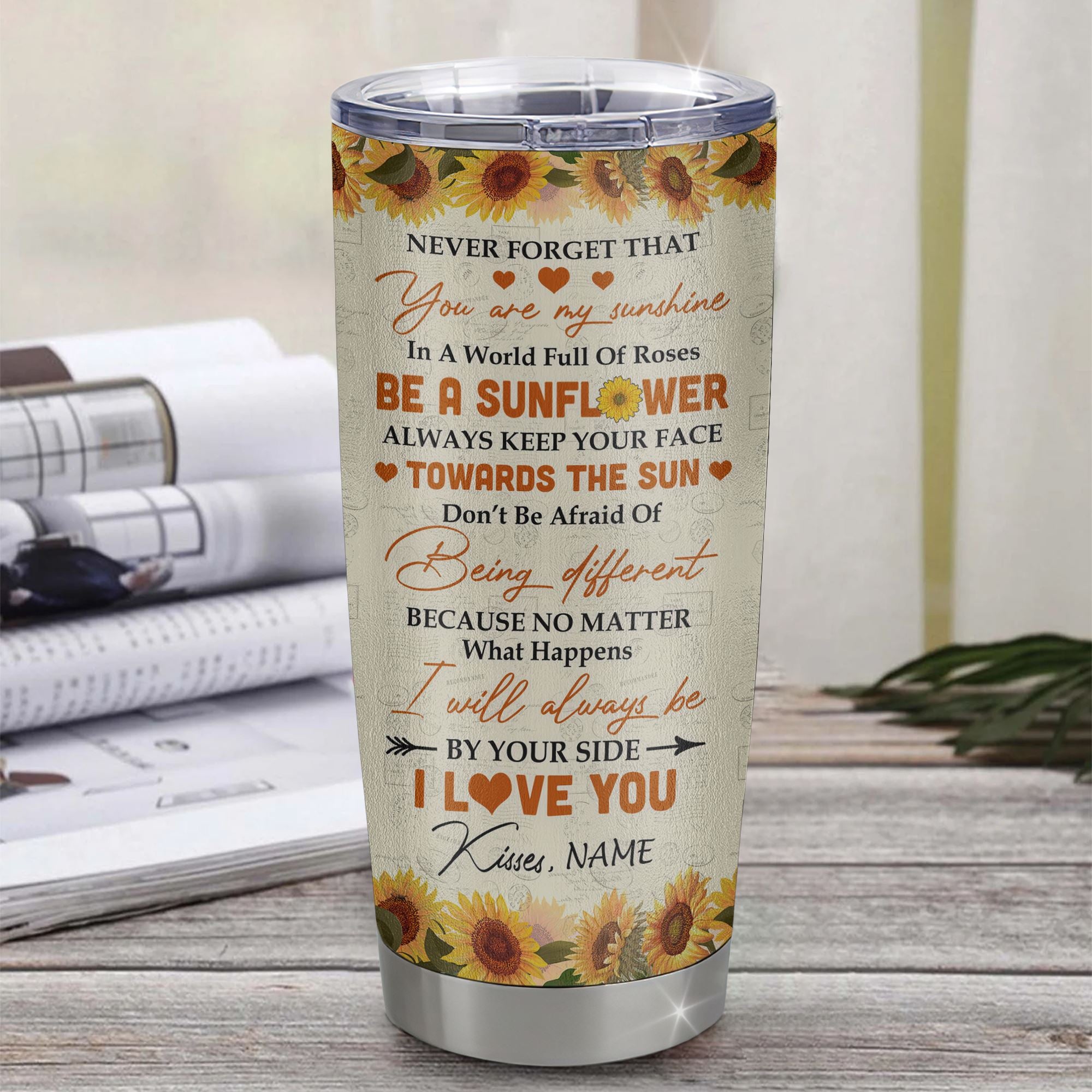 Personalized To My Niece From Aunt Auntie Stainless Steel Tumbler Cup Never Forget That You Are My Sunshine Sunflower Niece Birthday Christmas Travel Mug | teecentury