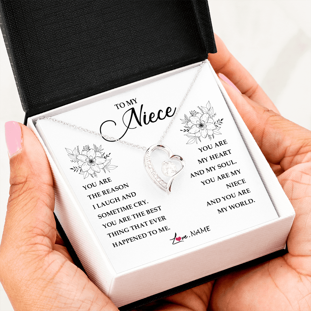 Forever Love Necklace | Personalized To My Niece From Aunt Auntie You Are My Heart My And My Sould Niece Jewelry Birthday Graduation Christmas Customized Gift Box Message Card | teecentury