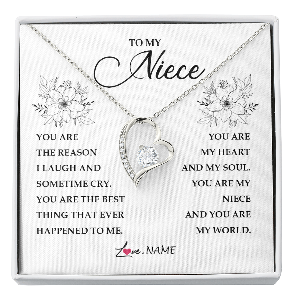 Forever Love Necklace | Personalized To My Niece From Aunt Auntie You Are My Heart My And My Sould Niece Jewelry Birthday Graduation Christmas Customized Gift Box Message Card | teecentury