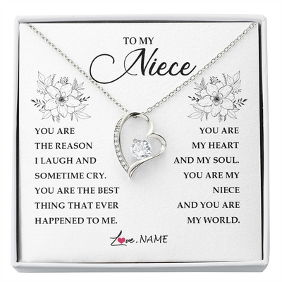 Forever Love Necklace | Personalized To My Niece From Aunt Auntie You Are My Heart My And My Sould Niece Jewelry Birthday Graduation Christmas Customized Gift Box Message Card | teecentury