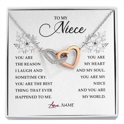 Interlocking Hearts Necklace | Personalized To My Niece From Aunt Auntie You Are My Heart My And My Sould Niece Jewelry Birthday Graduation Christmas Customized Gift Box Message Card | teecentury