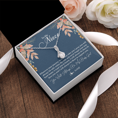 Alluring Beauty Necklace | Personalized To My Niece From Aunt Auntie You Will Always Be My Baby Girl Niece Jewelry Birthday Graduation Christmas Customized Gift Box Message Card | teecentury