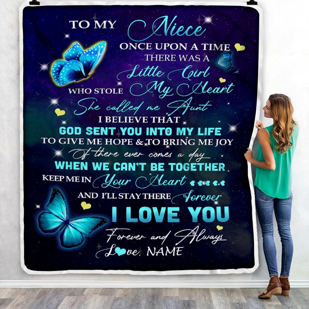 Personalized To My Niece From Aunt Blanket Once Upon A Time Butterfly Niece Birthday Graduation Thanksgiving Christmas Gift Bed Quilt Fleece Throw Blanket Blanket | Teecentury.com