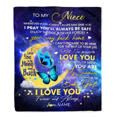Personalized To My Niece From Aunt Uncle Blanket You Are My Sunshine Butterfly Niece Birthday Graduation Christmas Gift Bed Quilt Fleece Throw Blanket Blanket | Teecentury.com