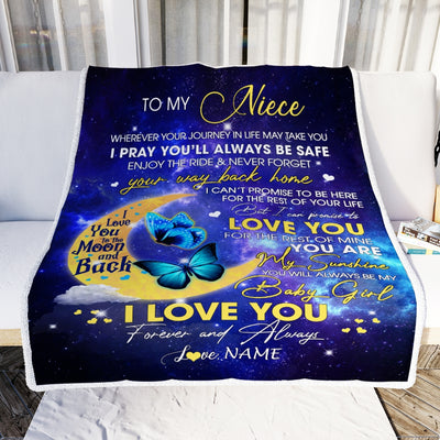 Personalized To My Niece From Aunt Uncle Blanket You Are My Sunshine Butterfly Niece Birthday Graduation Christmas Gift Bed Quilt Fleece Throw Blanket Blanket | Teecentury.com