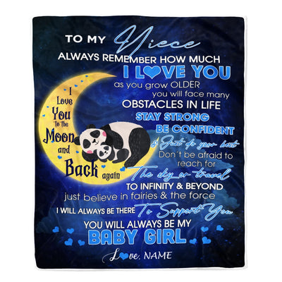 Personalized To My Niece I Love You Forever From Aunt Auntie Uncle Panda Niece Birthday Christmas Thanksgiving Graduation Customized Fleece Blanket Blanket | Teecentury.com