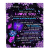 Personalized To My Niece I Love You From Aunt Auntie Uncle Butterfly Niece Birthday Christmas Thanksgiving Graduation Customized Fleece Blanket Blanket | Teecentury.com