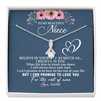 Alluring Beauty Necklace | Personalized To My Niece Necklace From Aunt Auntie Believe In Yourself Niece Birthday Graduation Christmas Customized Message Card | teecentury