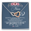 Interlocking Hearts Necklace | Personalized To My Niece Necklace From Aunt Auntie Believe In Yourself Niece Birthday Graduation Christmas Customized Message Card | teecentury