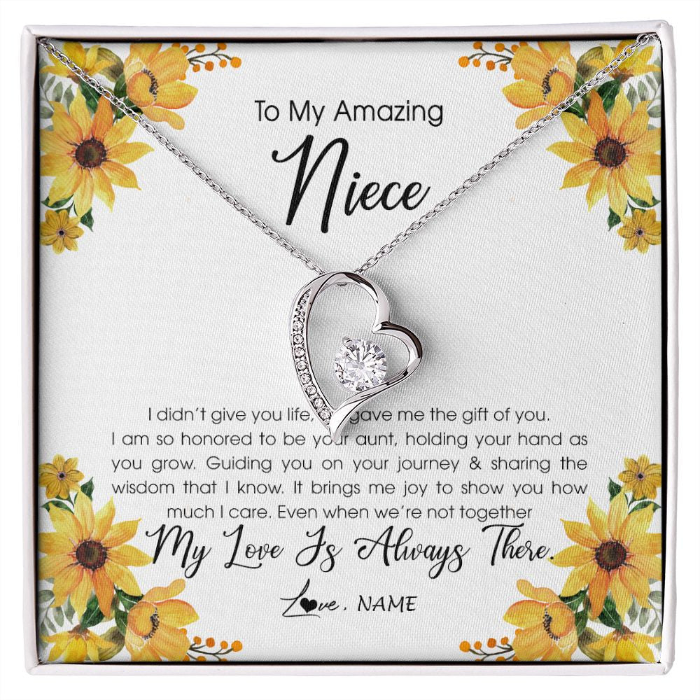 Forever Love Necklace | Personalized To My Niece Necklace From Aunt Auntie My Love Is Always There Niece Birthday Christmas Graduation Customized Gift Box Message Card | teecentury