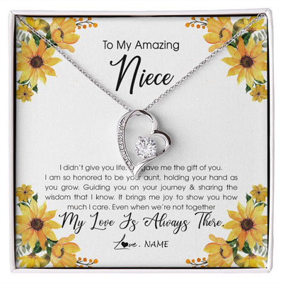Forever Love Necklace | Personalized To My Niece Necklace From Aunt Auntie My Love Is Always There Niece Birthday Christmas Graduation Customized Gift Box Message Card | teecentury