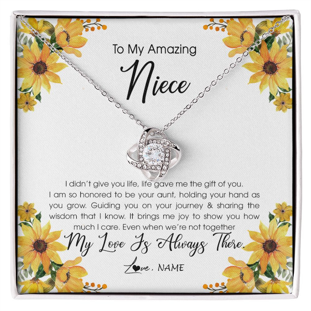 Love Knot Necklace | Personalized To My Niece Necklace From Aunt Auntie My Love Is Always There Niece Birthday Christmas Graduation Customized Gift Box Message Card | teecentury
