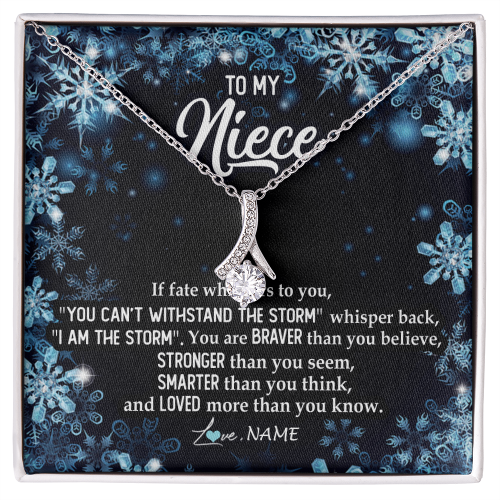 Alluring Beauty Necklace | Personalized To My Niece Necklace From Aunt Auntie Uncle Auntie Whisper Back I Am The Storm Niece Pendant Jewelry Birthday Christmas Customized Message Card | teecentury