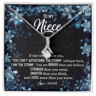 Alluring Beauty Necklace | Personalized To My Niece Necklace From Aunt Auntie Uncle Auntie Whisper Back I Am The Storm Niece Pendant Jewelry Birthday Christmas Customized Message Card | teecentury