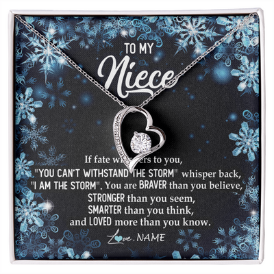 Forever Love Necklace | Personalized To My Niece Necklace From Aunt Auntie Uncle Auntie Whisper Back I Am The Storm Niece Pendant Jewelry Birthday Christmas Customized Message Card | teecentury