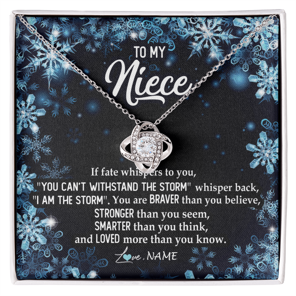 Love Knot Necklace | Personalized To My Niece Necklace From Aunt Auntie Uncle Auntie Whisper Back I Am The Storm Niece Pendant Jewelry Birthday Christmas Customized Message Card | teecentury