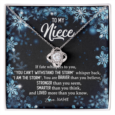 Love Knot Necklace | Personalized To My Niece Necklace From Aunt Auntie Uncle Auntie Whisper Back I Am The Storm Niece Pendant Jewelry Birthday Christmas Customized Message Card | teecentury
