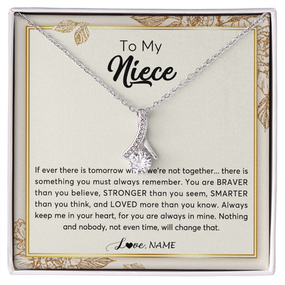 Alluring Beauty Necklace | Personalized To My Niece Necklace From Aunt Auntie Uncle Braver Stronger Smarter Loved Niece Jewelry Birthday Christmas Customized Gift Box Message Card | teecentury
