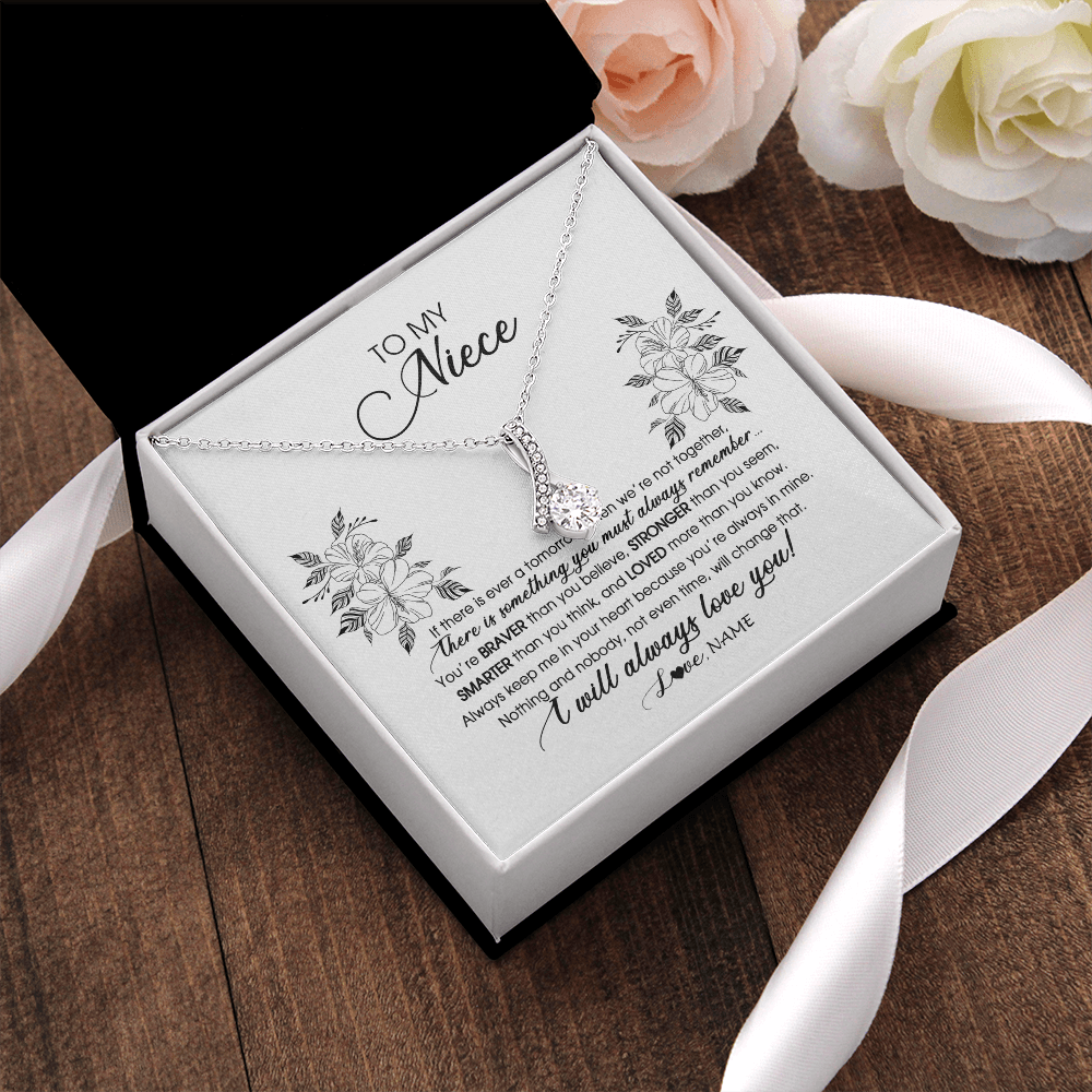 Alluring Beauty Necklace | Personalized To My Niece Necklace From Aunt Auntie Uncle Not Even Time Floral Niece Birthday Graduation Christmas Customized Message Card | teecentury
