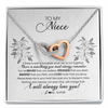 Interlocking Hearts Necklace | Personalized To My Niece Necklace From Aunt Auntie Uncle Not Even Time Floral Niece Birthday Graduation Christmas Customized Message Card | teecentury