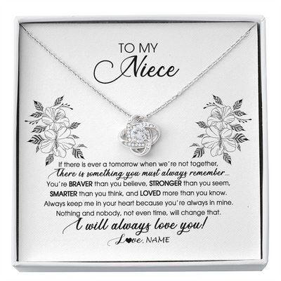 Love Knot Necklace | Personalized To My Niece Necklace From Aunt Auntie Uncle Not Even Time Floral Niece Birthday Graduation Christmas Customized Message Card | teecentury