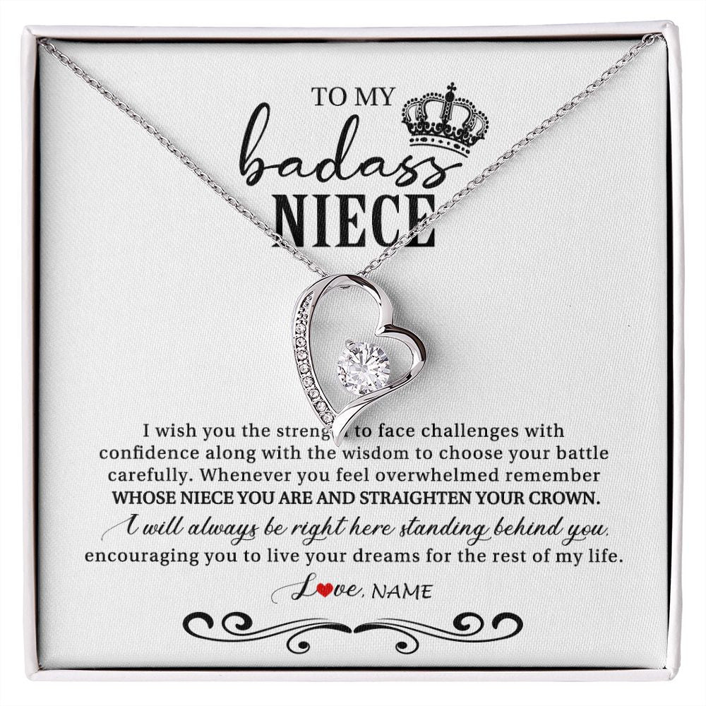 Forever Love Necklace | Personalized To My Niece Necklace From Aunt Auntie Uncle Wish You The Strength Niece Birthday Christmas Graduation Jewelry Customized Gift Box Message Card | teecentury
