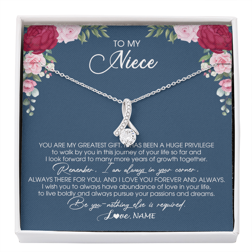 Alluring Beauty Necklace | Personalized To My Niece Necklace From Aunt Auntie Uncle You Are My Greatest Gift Niece Birthday Christmas Customized Jewelry Gift Box Message Card | teecentury