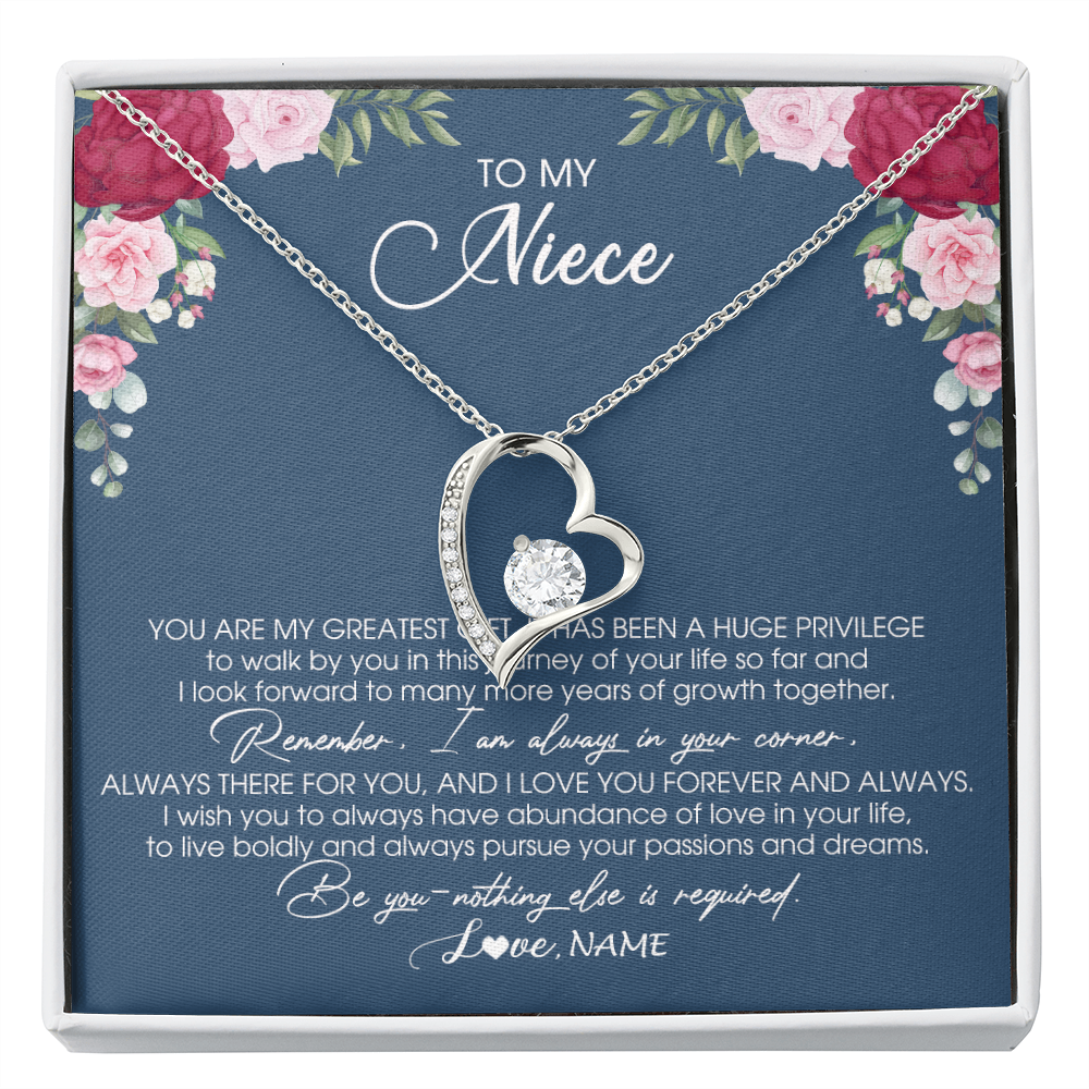 Forever Love Necklace | Personalized To My Niece Necklace From Aunt Auntie Uncle You Are My Greatest Gift Niece Birthday Christmas Customized Jewelry Gift Box Message Card | teecentury