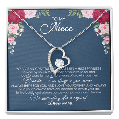 Forever Love Necklace | Personalized To My Niece Necklace From Aunt Auntie Uncle You Are My Greatest Gift Niece Birthday Christmas Customized Jewelry Gift Box Message Card | teecentury