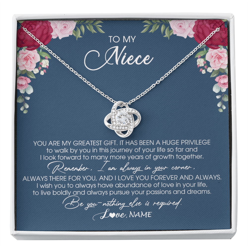 Love Knot Necklace | Personalized To My Niece Necklace From Aunt Auntie Uncle You Are My Greatest Gift Niece Birthday Christmas Customized Jewelry Gift Box Message Card | teecentury