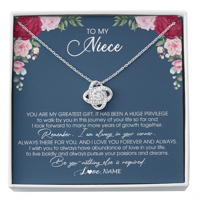 Love Knot Necklace | Personalized To My Niece Necklace From Aunt Auntie Uncle You Are My Greatest Gift Niece Birthday Christmas Customized Jewelry Gift Box Message Card | teecentury