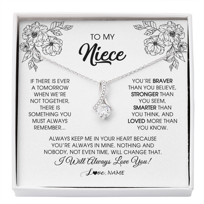 Alluring Beauty Necklace | Personalized To My Niece Necklace From Aunt Auntie Uncle You're Braver Stronger Smarter Niece Birthday Christmas Customized Jewelry Gift Box Message Card | teecentury