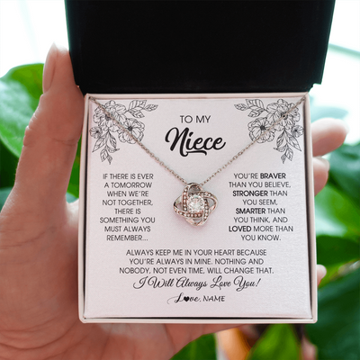 Love Knot Necklace | Personalized To My Niece Necklace From Aunt Auntie Uncle You're Braver Stronger Smarter Niece Birthday Christmas Customized Jewelry Gift Box Message Card | teecentury
