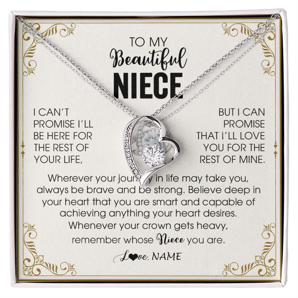 Forever Love Necklace | Personalized To My Niece Necklace From Aunt Auntie Wherever Your Journey in Life There Niece Birthday Christmas Graduation Customized Gift Box Message Card | teecentury