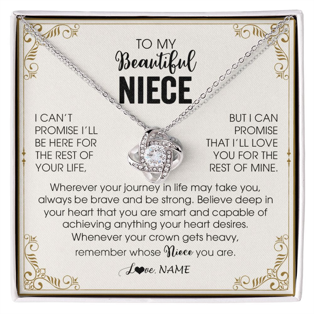 Love Knot Necklace | Personalized To My Niece Necklace From Aunt Auntie Wherever Your Journey in Life There Niece Birthday Christmas Graduation Customized Gift Box Message Card | teecentury